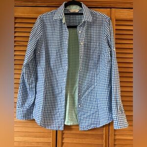 Brooks Brothers ladies Blue & White Gingham cotton button-up Shirt size 4 - EUC